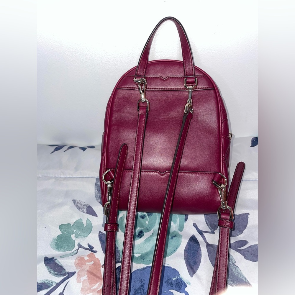 ♠️Kate Spade Natalia Mini Convertible Backpack Cherry Wood Crossbody Quilted - Picture 9 of 15